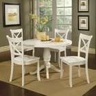 Acme 5 pc Douglas white finish wood pedestal dining table set with 