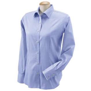 Devon & Jones Ladies Savile Patterned Dress Shirt   BLUE HERRINGBONE 