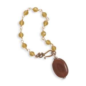  7.5 Copper Bracelet with Glass Beads and Carnelian Drop Jewelry