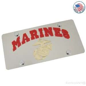  US Marine Corp Arched Logo On Polished License Plate 
