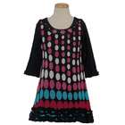 Lipstik Little Girls Black Long Sleeve Multi Color Dot Dress 4