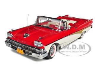 1958 FORD FAIRLANE CONVERTIBLE TORCH RED/WHITE 1/18 BY SUNSTAR 5262 