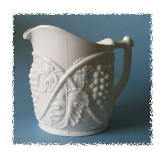 Duncan & Miller milk glass Water pitcher Grape pattern  