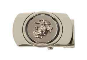Mens Belt Silver Buckle with Eagle Globe and Anchor  
