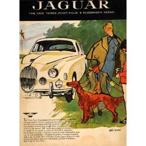 1958 Ad Vintage Jaguar 3.4 Sedan XK Engine Irish Setter 