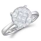   Solitaire Diamond Engagement Ring Cluster Bridal 14k White Gold (2 CT