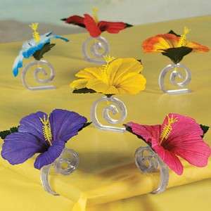 24 HIBISCUS TABLE CLIPS Luau Party Flower Decor  