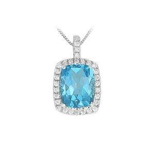  Natural White Round Diamond (SI Clarity,G H Color) and Blue Topaz 