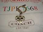 New Coach Pave Signature C Heart Locket Picture Frame Key Chain 92416