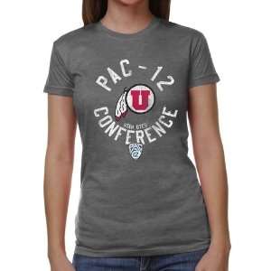  Utah Utes Ladies Conference Stamp Tri Blend T Shirt   Ash 
