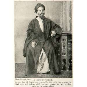  1918 Print Portrait Coptic Christian Egyptian Priest Robe 
