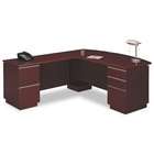   Milano Collection Right L Desk Full Height Pedestals, Harvest Cherry