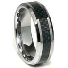 Metal Collections Tungsten Carbide Black Carbon Fiber Wedding Band 