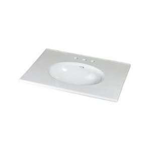 10.06 x 33.69 Ceramic Sink Top with Overflow Finish Biscuit, Faucet 