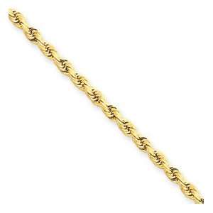  14k 2.25mm D Cut Rope Lobster Clasp Chain Anklet   9 Inch 