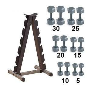 Body Solid Hex Dumbbell and Rack Package  Sports 