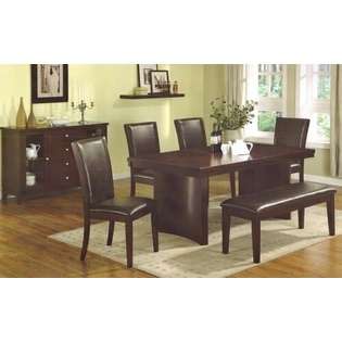 Poundex 7 pc Espresso finish wood dining table set with pedestal 