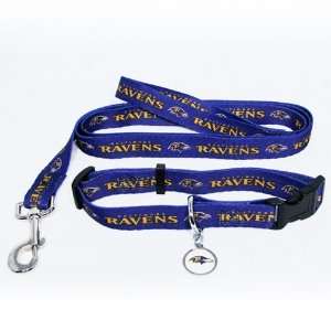 Baltimore Ravens Pet Set Dog Leash Collar ID Tag SMALL