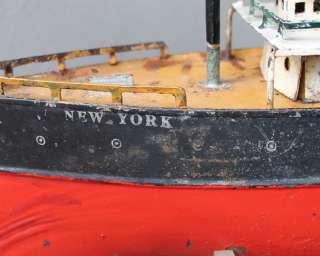   Tin Toy Clockwork Wind Up Ives S.S. New York Ship Oceanliner Steamship