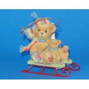   Teddies Girl With Teddie & Sled Bear Ornament 