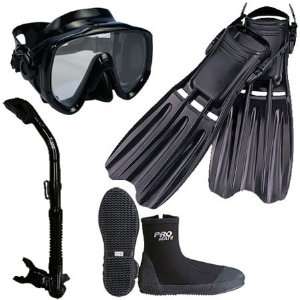 Scuba Dive Snorkeling Mask Snorkel Boots Fins Gear Package Set  