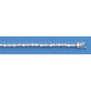   Bracelet, 7 1/2 inch long, Alternating Marquise/3mm Cubic Zirconia CZ