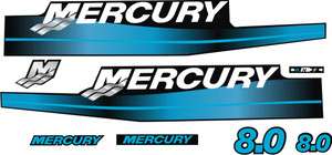 Mercury 8hp Blue outboard motor decals stickers  