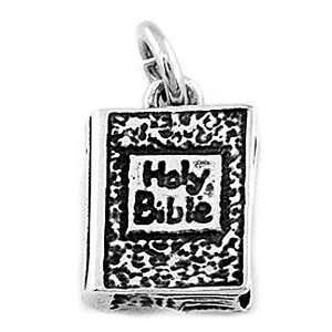  Sterling Silver One Sided Holy Bible Charm Jewelry