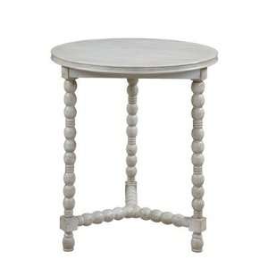  Cottage Round End Table in Distressed Barn White