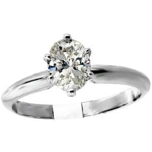   Gold Solitaire Size 6 Set with One Genuine Oval Diamond Weighing .74ct