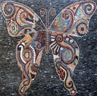 Butterfly Marble Mosaic Tiles Stone Art Wall Mural  