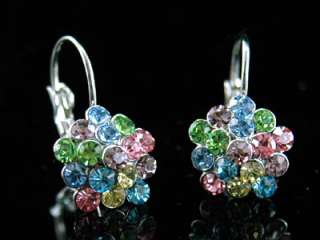 Multi Color Flower Earrings use Swarovski Crystal SE126  
