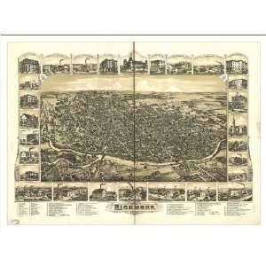  Historic Richmond, Indiana, c. 1884 (M) Panoramic Map 