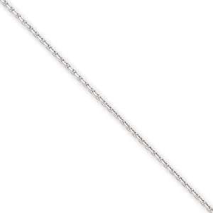   14k White Gold 1.3mm Solid Diamond cut Cable Chain Anklet Jewelry