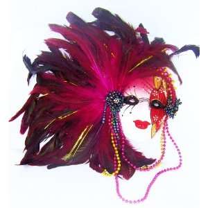   Feather Face Mask Porcelain Wall Art Decor Mardi Gras