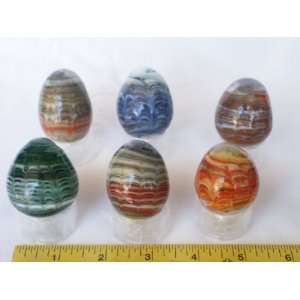  6 Colored Glass Eggs with Stands, 3.13.1 
