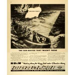 1943 Ad RBW Russell Burdsall Ward Bolt Nuts DE Boat WWII 