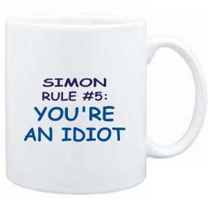 Mug White  Simon Rule #5 Youre an idiot  Male Names  