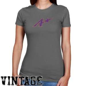 Evansville Purple Aces Ladies Charcoal Distressed Logo Vintage Slim 