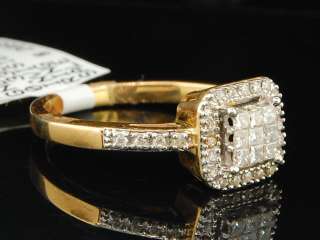   YELLOW GOLD PRINCESS CUT DIAMOND ENGAGEMENT RING BRIDAL SET  