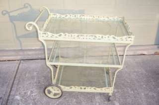 Vintage Wrought Iron Serving Cart 3 Levels Heavy Duty Sturdy  