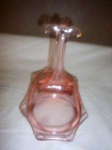 RARE PINK DEPRESSION GLASS SUGAR & CREAMER SET WITH STAND ETCHED 