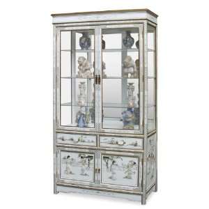  White Lacquer Mother of Pearl Curio Cabinet