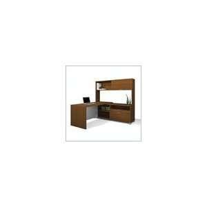  Bestar Pro Linea L shaped with Hutch Kit in Cognac and 