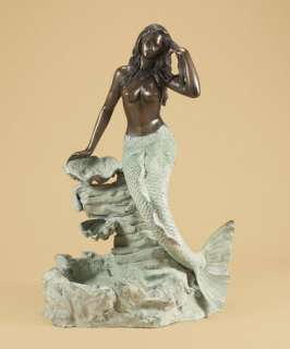Bronze Mermaid On Rock Fountain Statue (Large)  