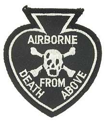 ARMY AIRBORNE DEATH FROM ABOVE SKULL CROSSBONES PATCH  