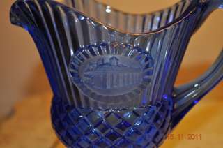 Avon Bi Centennial Cobalt Blue Glass Pitcher Collectibles Decorative 