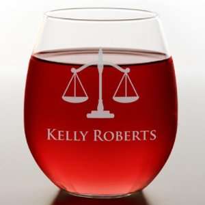  Scales of Justice Stemless Red Wine Glass Kitchen 