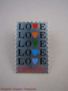 LOVE HEART POSTAGE STAMP PIN PINBACK BADGE BUTTON Post Office USA 20 
