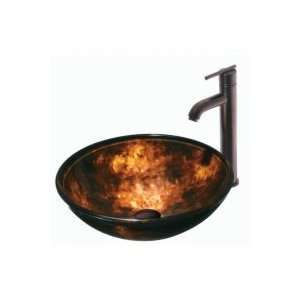   Gold Fusion Glass Vessel Sink and Faucet Set VGT101